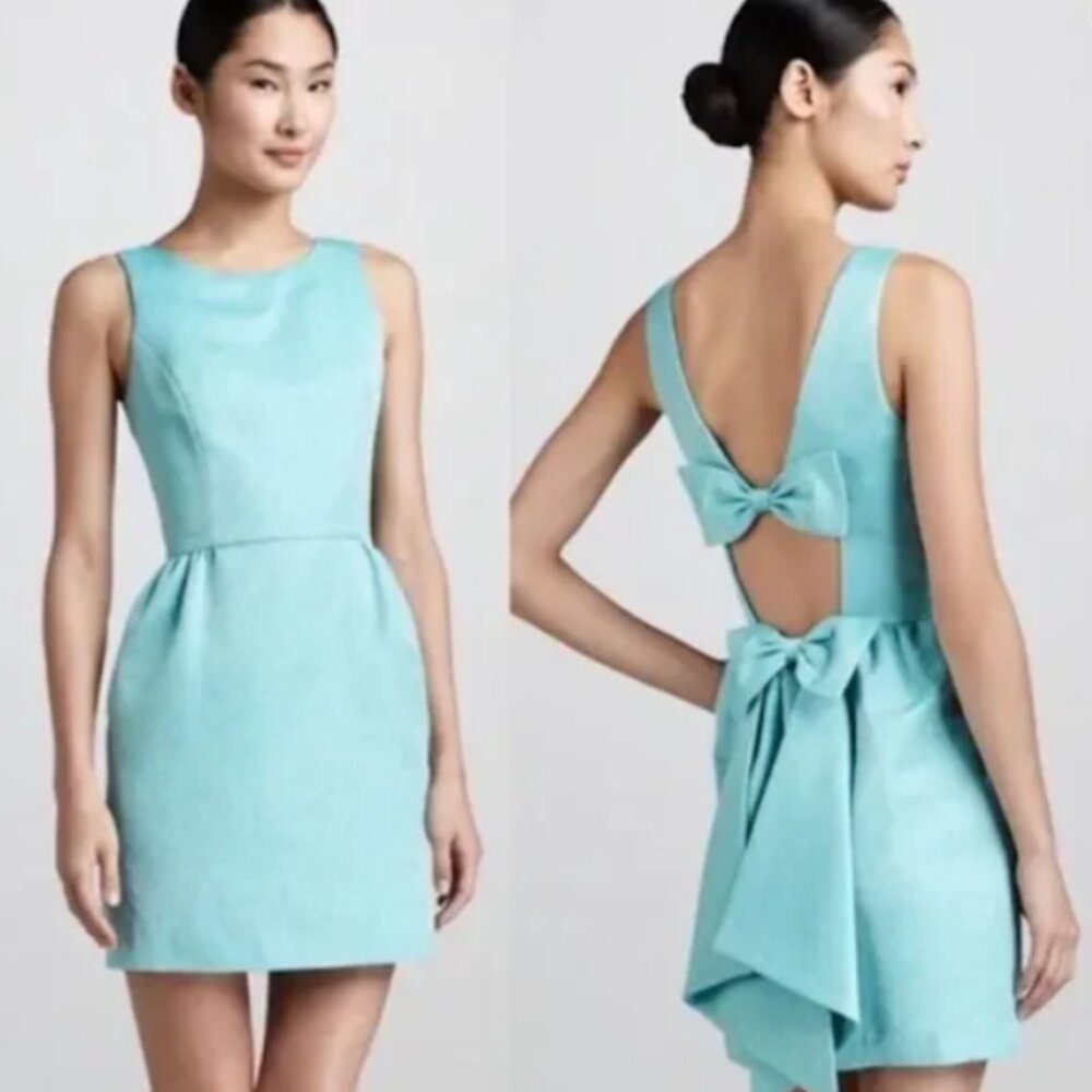 ☀️Erin by Erin Fetherston Blue Open Bow Back Mini Dress Size 4